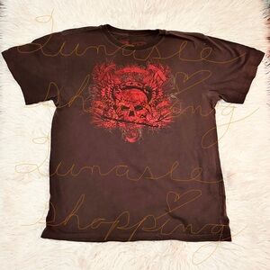 Brown & Red y2k Graphic Art T-Shirt